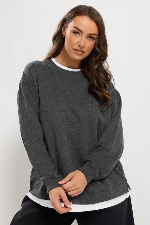 Yours Curve Charcoal Grey 2-In-1 Jumper - 16 Image 3