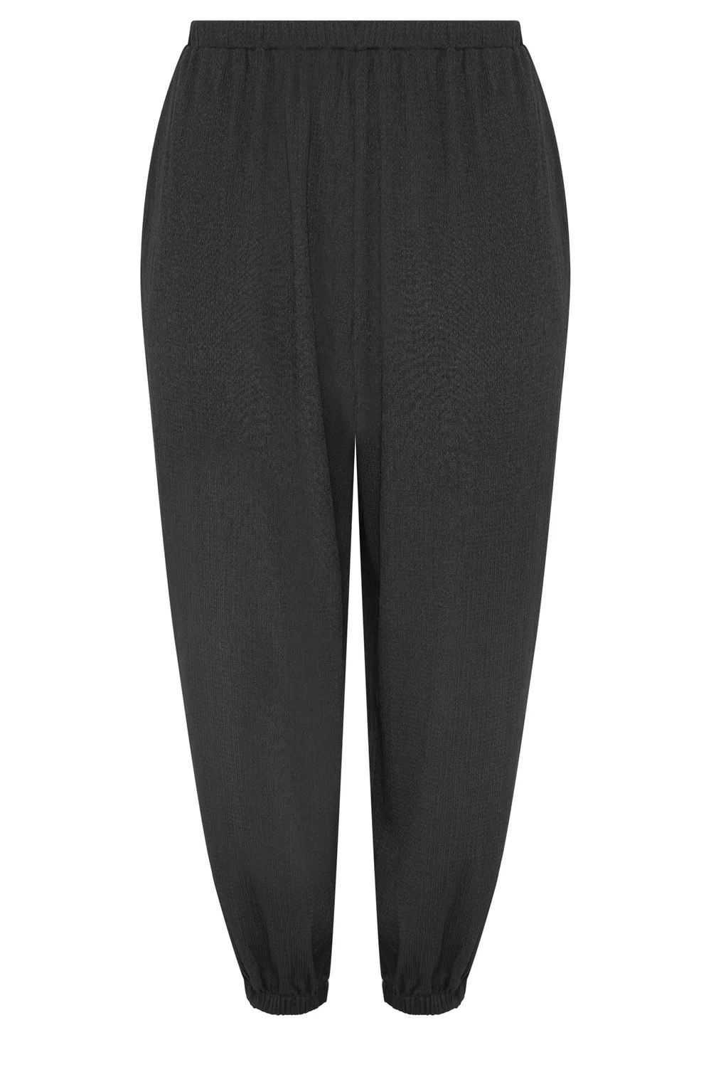 Yours Curve Black Crinkle Balloon Trousers - 30-32 Image 5