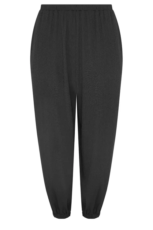 Yours Curve Black Crinkle Balloon Trousers - 30-32 Image 5