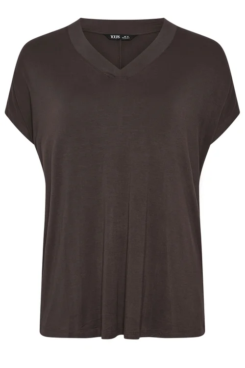 Yours Curve Chocolate Brown Grown On Sleeve Top - 18 Image 5