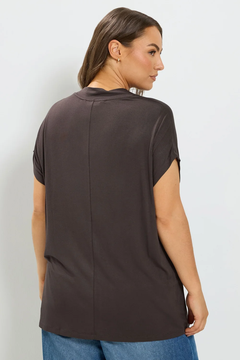 Yours Curve Chocolate Brown Grown On Sleeve Top - 18 Image 3