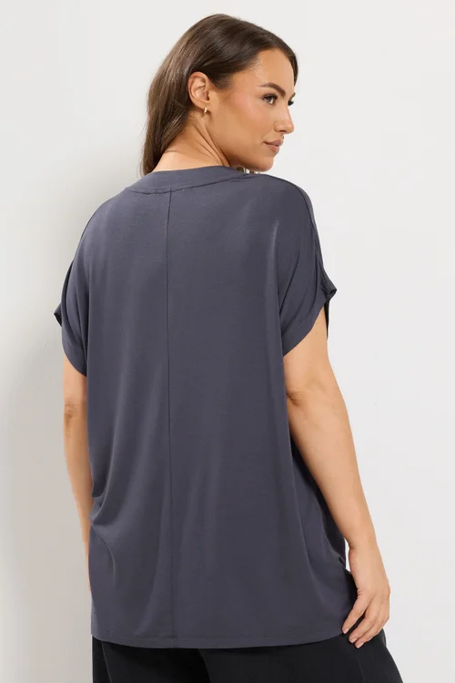 Yours Curve Grey Grown On Sleeve Top - 26-28 Image 3