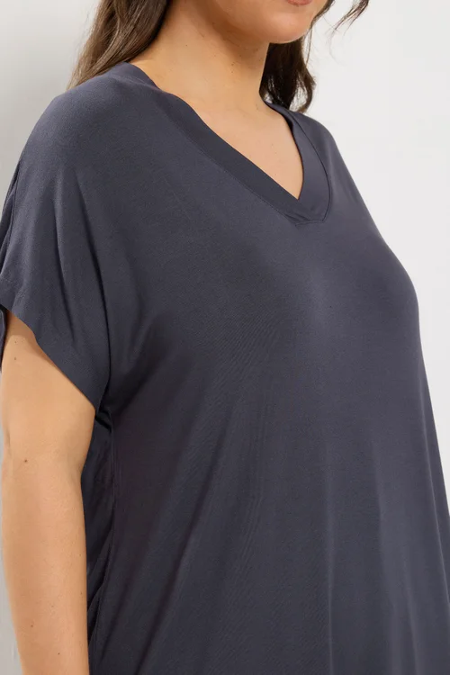 Yours Curve Grey Grown On Sleeve Top - 26-28 Image 4
