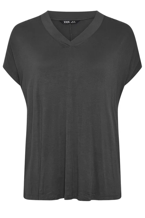 Yours Curve Grey Grown On Sleeve Top - 26-28 Image 5