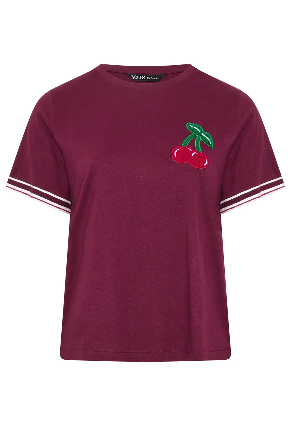 Yours Curve Red Varsity Boucle Cherry Cotton T-Shirt - 30-32 Image 5