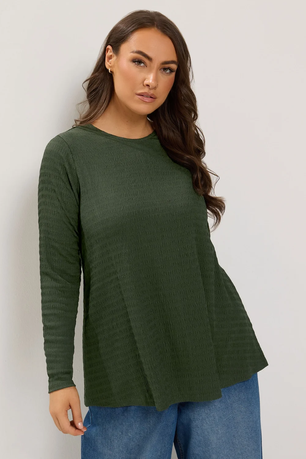 Yours Curve Khaki Green Swing Top - 30-32 Image 1