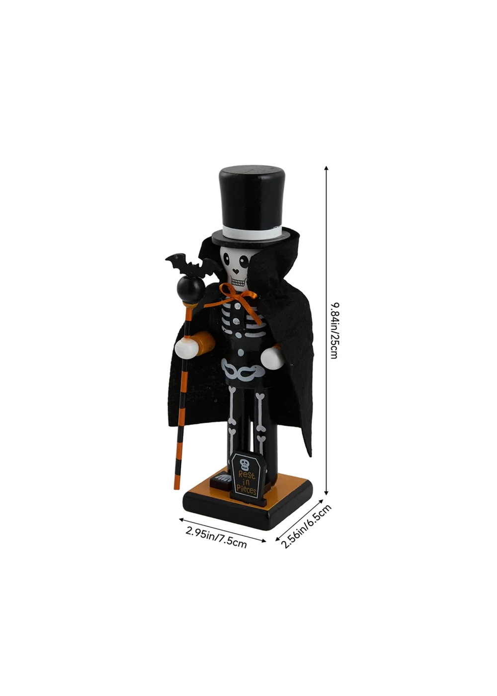 Lifeideas Halloween Wooden Skull Nutcracker Figurine Decoration - One Size Image 2
