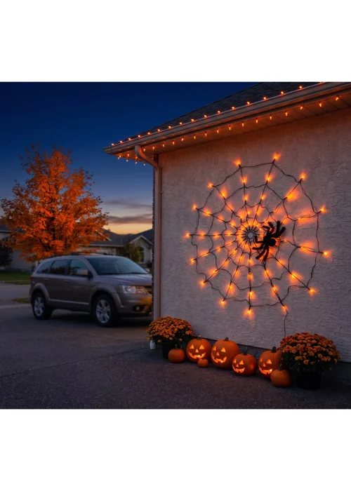 Lifeideas Halloween Spider Web Lights with Spider & Remote Control - One Size Image 2