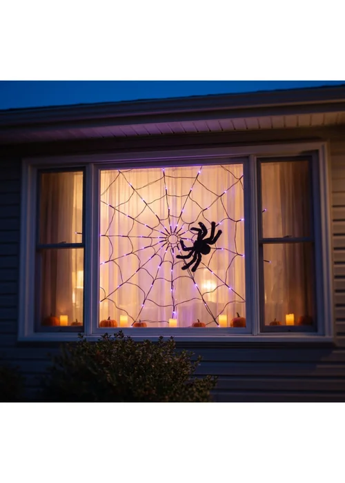 Lifeideas Halloween Spider Web Lights with Spider & Remote Control - One Size Image 1