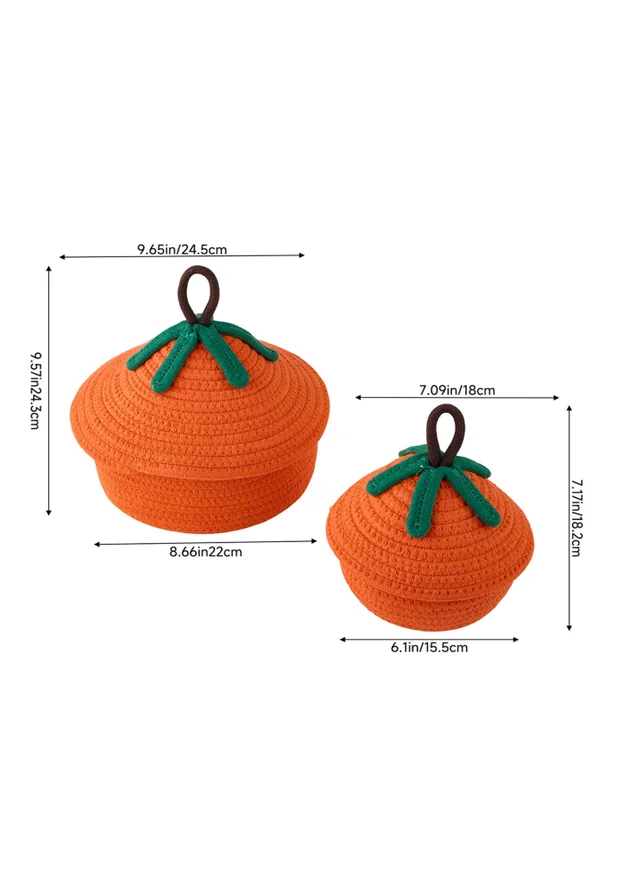 Lifeideas Pumpkin‑Shaped Cotton Rope Storage Baskets, Set of 2