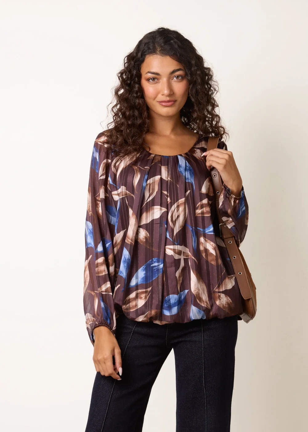 Blue Vanilla Multi Long Sleeve Scoop Neck Metallic Blouse - S/M Image 3