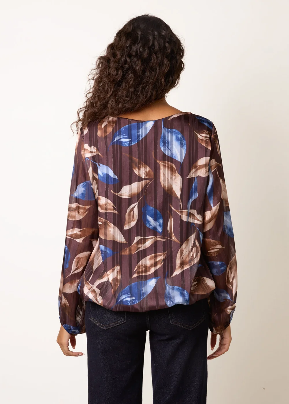 Blue Vanilla Multi Long Sleeve Scoop Neck Metallic Blouse - S/M Image 4