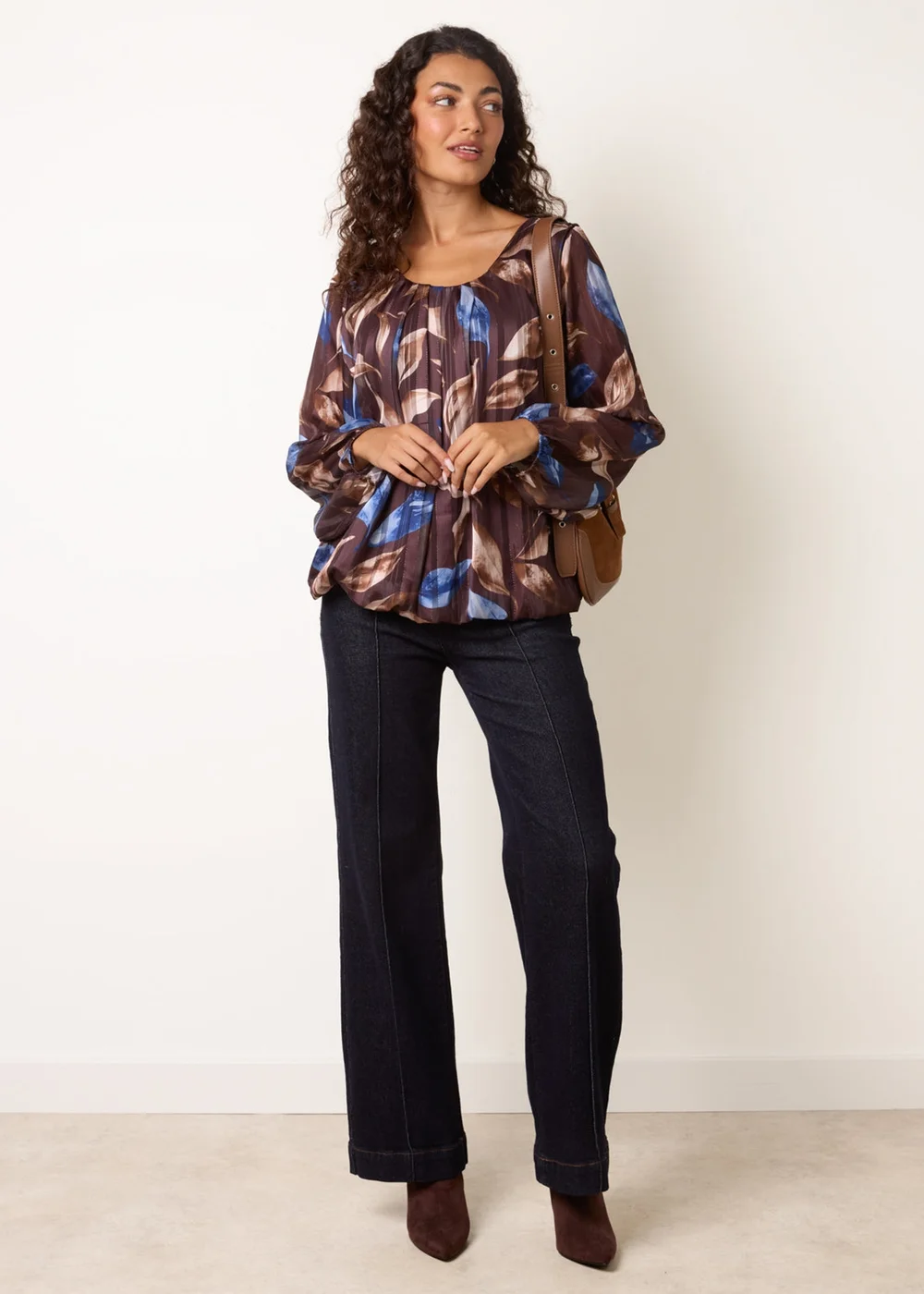 Blue Vanilla Multi Long Sleeve Scoop Neck Metallic Blouse - S/M Image 2
