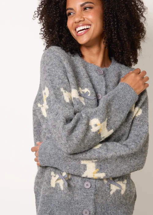 Blue Vanilla Grey Dog Button Down Cardigan With Bows - L Image 2