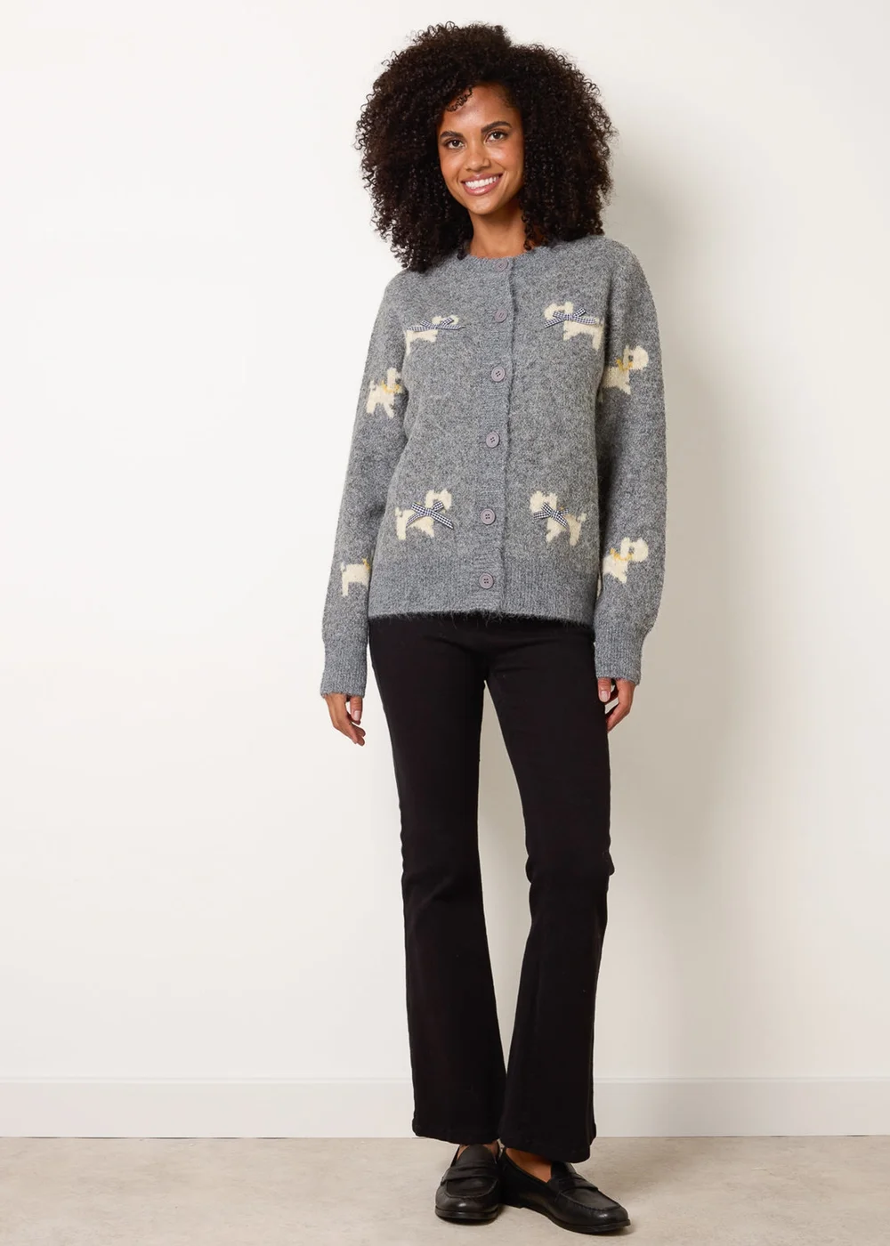 Blue Vanilla Grey Dog Button Down Cardigan With Bows - L Image 3