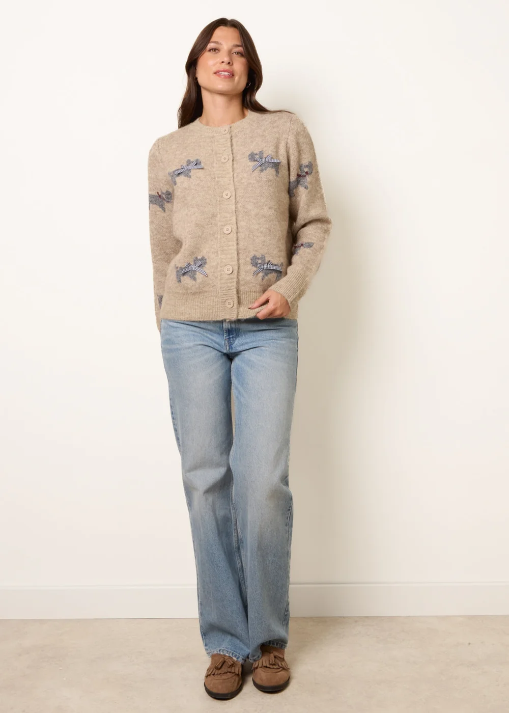 Blue Vanilla Stone Dog Button Down Cardigan With Bows - S Image 2