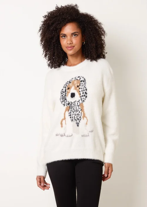 Blue Vanilla Ivory Intarsia Dog Jumper - M/L Image 1