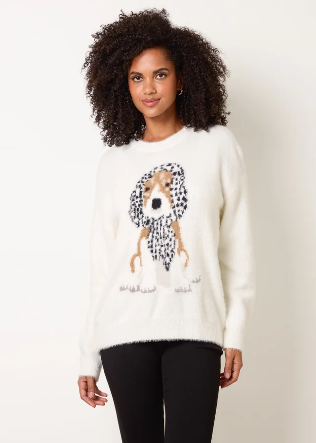 Blue Vanilla Ivory Intarsia Dog Jumper