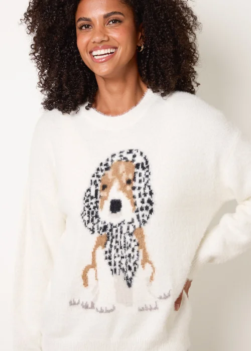 Blue Vanilla Ivory Intarsia Dog Jumper - M/L Image 2