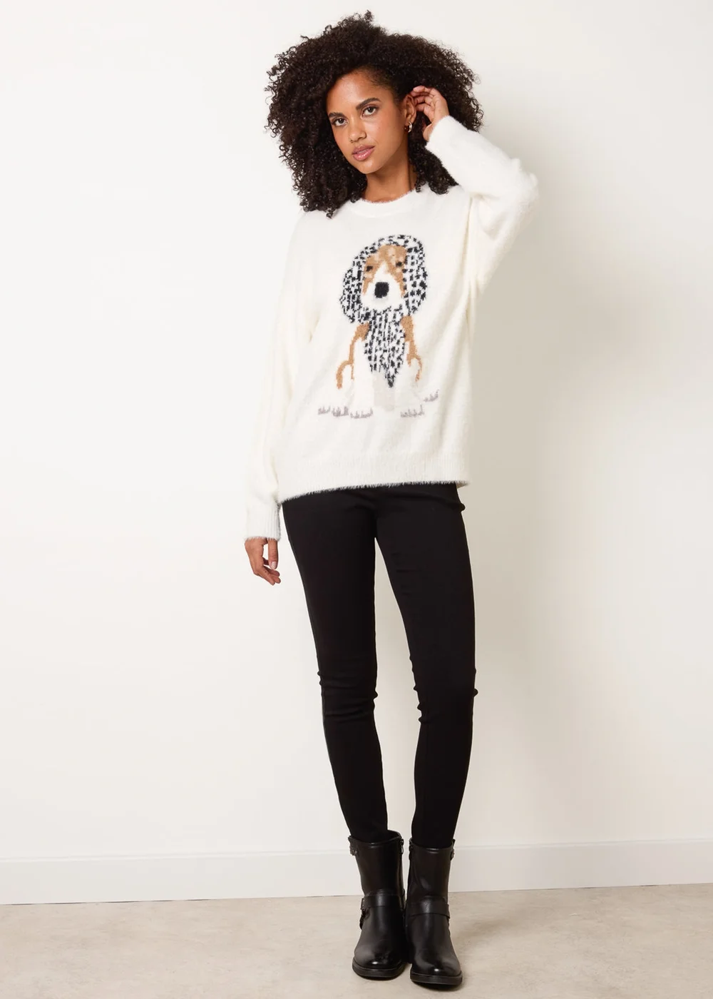 Blue Vanilla Ivory Intarsia Dog Jumper - M/L Image 3