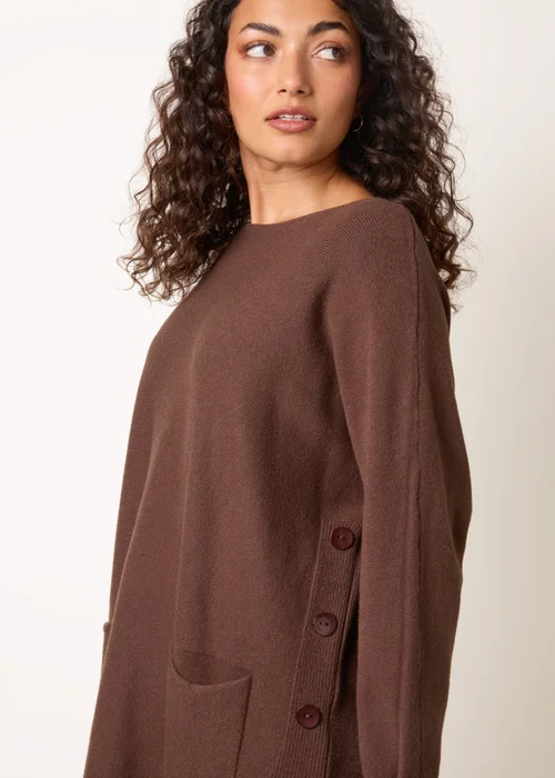 Blue Vanilla Brown Pocket Slash Neck Jumper - S/M Image 3