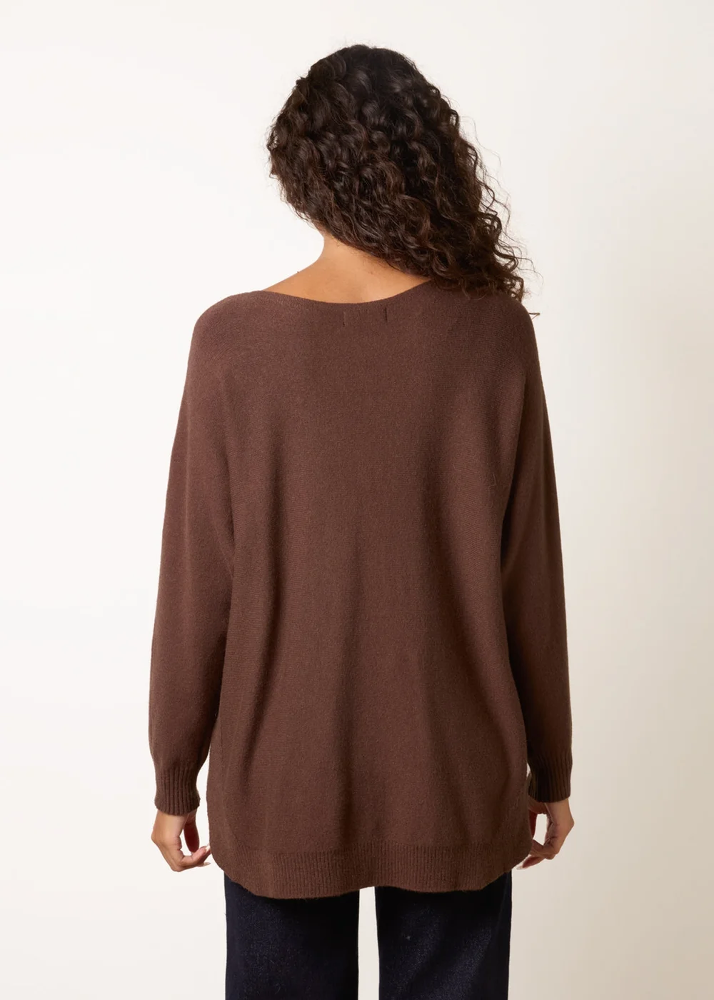 Blue Vanilla Brown Pocket Slash Neck Jumper - S/M Image 4