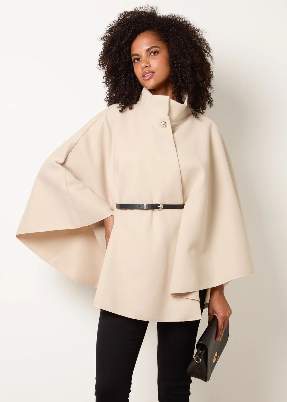 Blue Vanilla Stone Funnel Neck Tie Front Cape - One Size Image 1