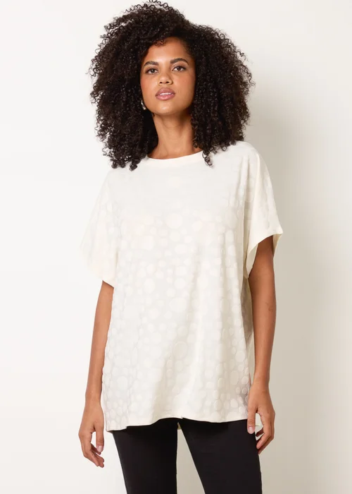 Blue Vanilla Ivory Textured Bubble Print Top - S/M Image 3