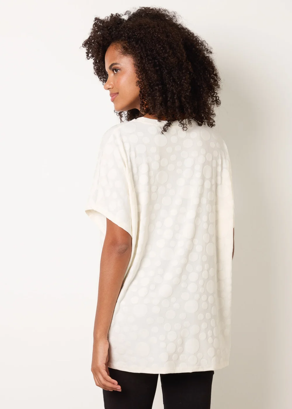 Blue Vanilla Ivory Textured Bubble Print Top - S/M Image 4