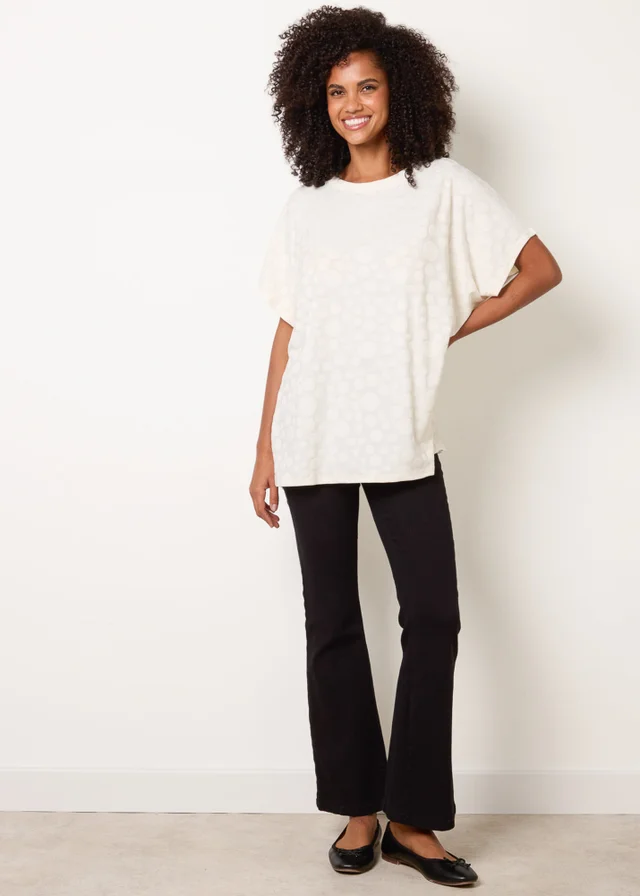 Blue Vanilla Ivory Textured Bubble Print Top