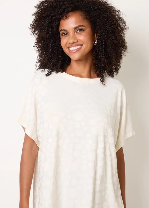 Blue Vanilla Ivory Textured Bubble Print Top - S/M Image 2