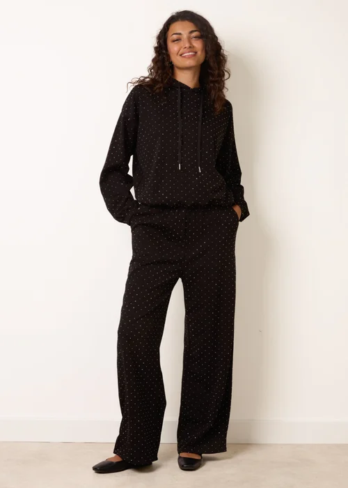 Blue Vanilla Black Diamante Hooded Wide Leg Lounge Set - M/L Image 1