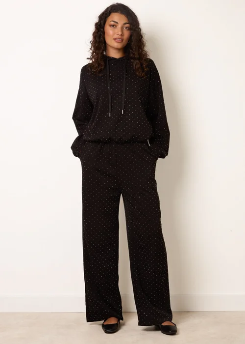 Blue Vanilla Black Diamante Hooded Wide Leg Lounge Set - M/L Image 3