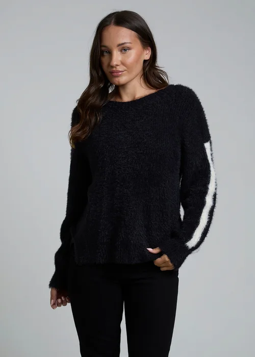 Influence Black Crew Neck Long Sleeve Stripe Knitted Jumper - 10 Image 5
