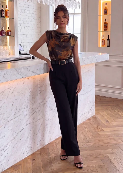 AX Paris Multi Floral Print 2 in 1 Belted Wide Leg Jumpsuit - 12 Image 2