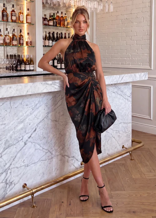 AX Paris Multi Floral Print Halter Neck Midi Dress - 14 Image 2