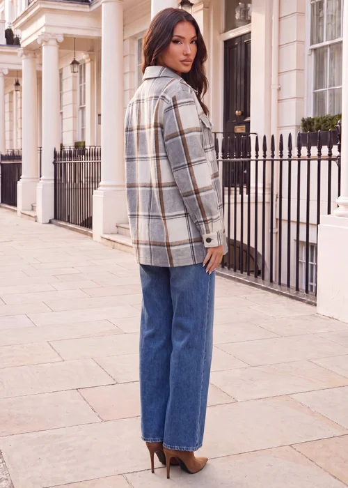 AX Paris Grey Brushed Check Shirt Jacket - 16 Image 3