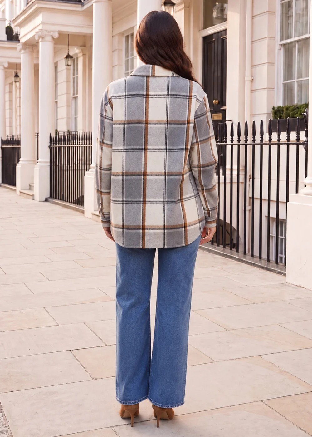 AX Paris Grey Brushed Check Shirt Jacket - 16 Image 4
