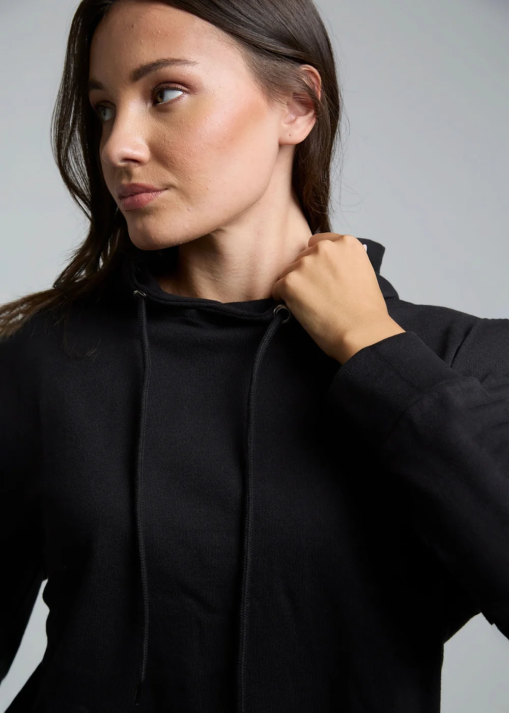 Influence Black Cotton Frill Hem Hoody - 14 Image 3