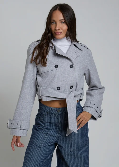 Influence Stone Long Sleeve Cropped Trench-Style Jacket - 10 Image 1
