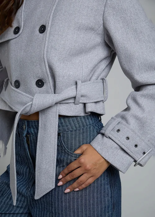 Influence Stone Long Sleeve Cropped Trench-Style Jacket - 10 Image 3