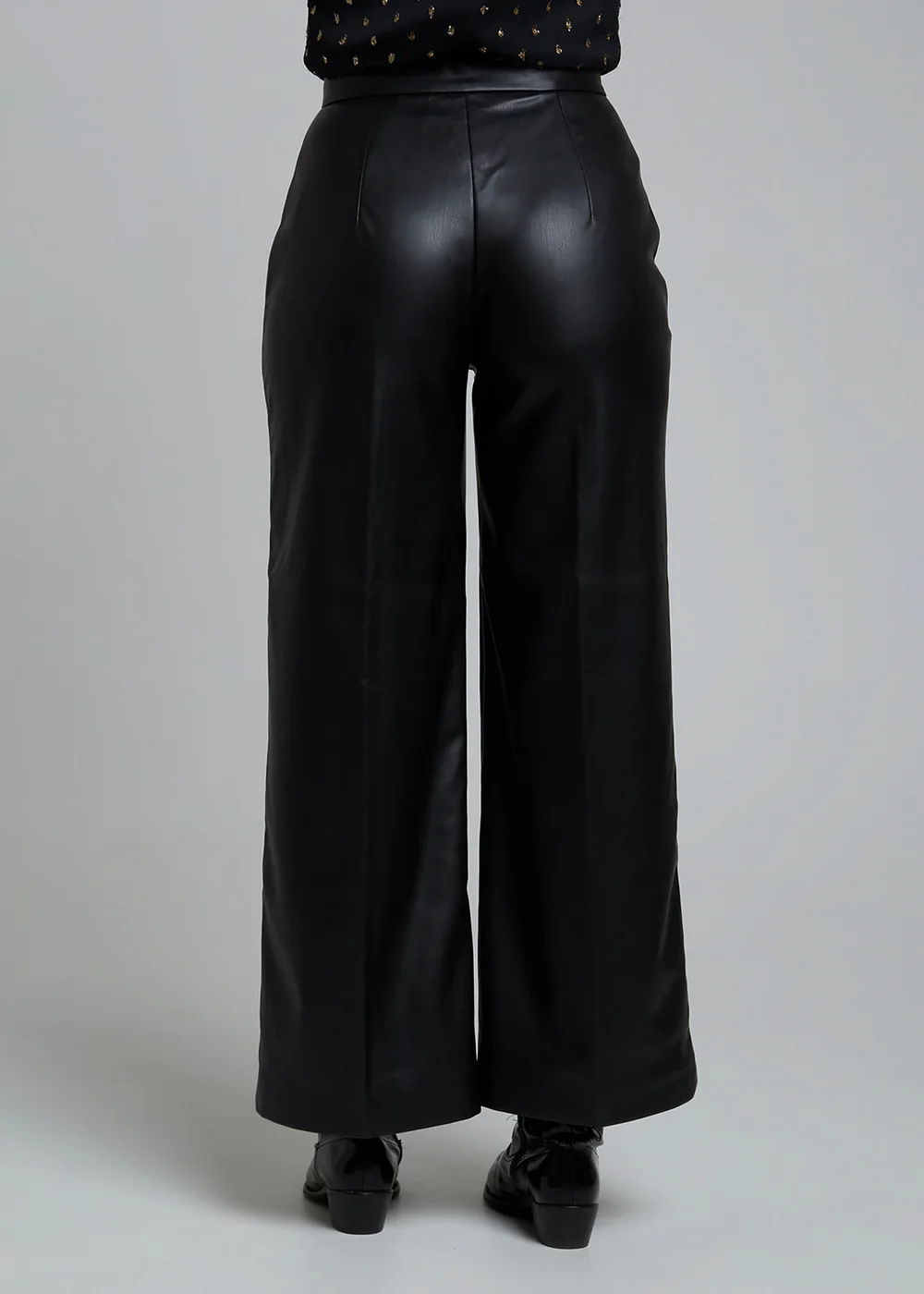 Influence Black Faux-Leather Wide Leg Trousers - 10 Image 2