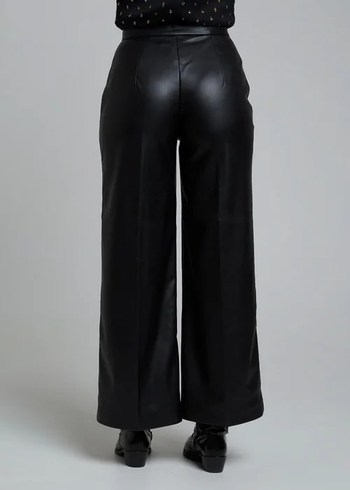 Influence Black Faux-Leather Wide Leg Trousers - 10 Image 2