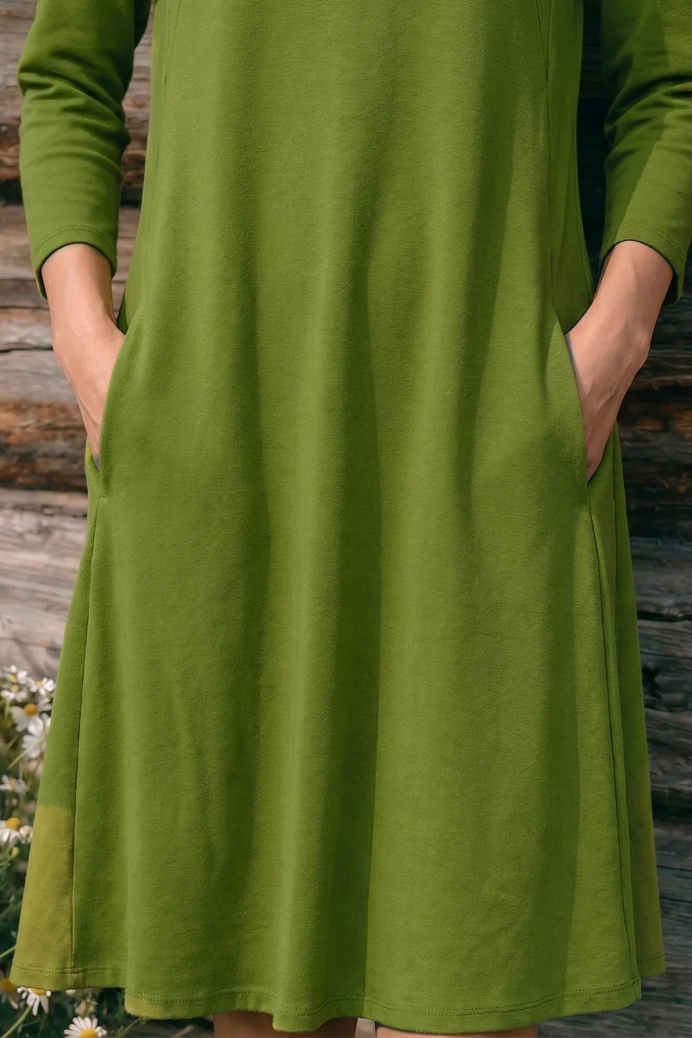 Roman Khaki A-Line Pocket Detail Swing Dress - 10 Image 4