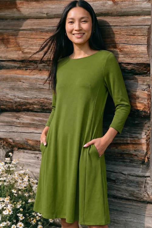 Roman Khaki A-Line Pocket Detail Swing Dress - 10 Image 1