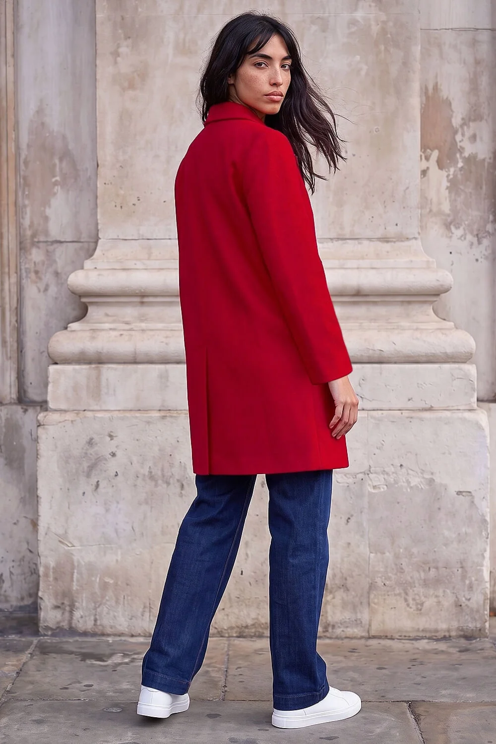 Roman Red Petite Double Breasted Revere Collar Coat - 14 Image 4