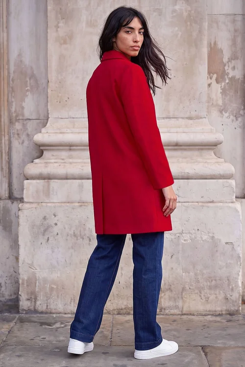 Roman Red Petite Double Breasted Revere Collar Coat - 14 Image 4