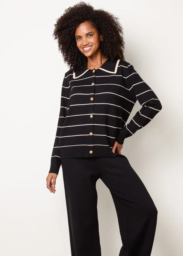 Blue Vanilla Black Stripe Knit Co-Ord Set