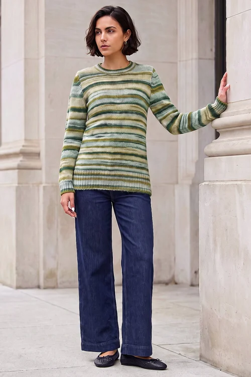 Roman Green Wool Blend Striped Stretch Jumper - 18 Image 3