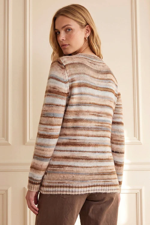 Roman Neutral Wool Blend Striped Stretch Jumper - 20 Image 2